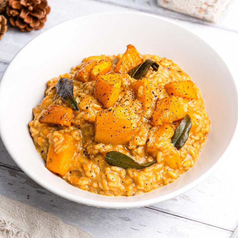 Pumpkin Risotto with Roasted Butternut Squash, Sage & Parmesan
