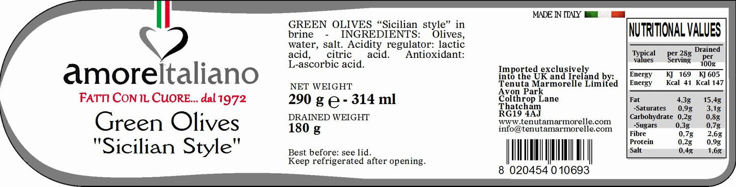 Sweet Sicilian Olives 314ml
