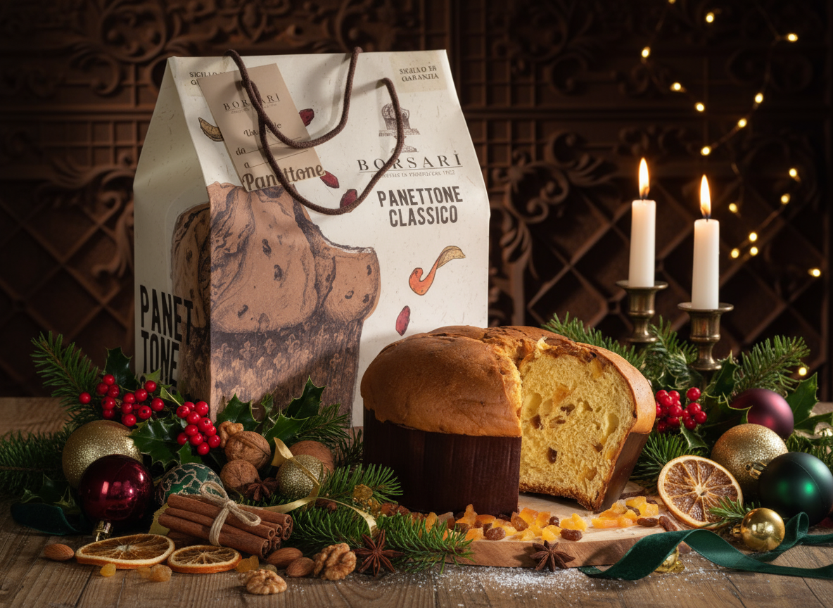 Classic 1kg Panettone with Raisins &  Candied Orange Peel in a Gift Bag