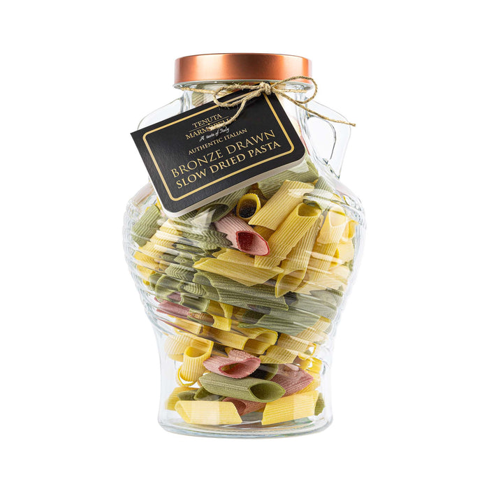 Anfora Jar with 3 Coloured Pennone Pasta 1kg