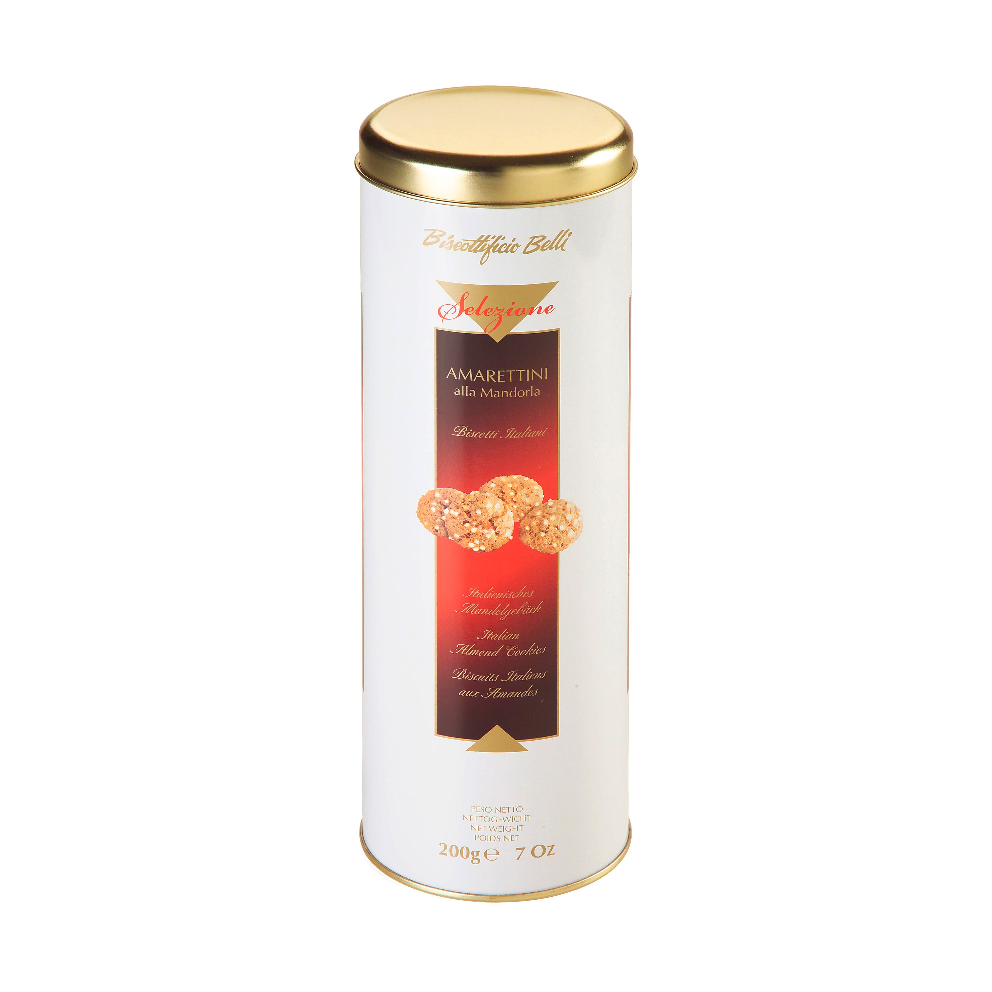 Crunchy Amaretti in a Cylinder Tin 200g - Best Before 08/10/26