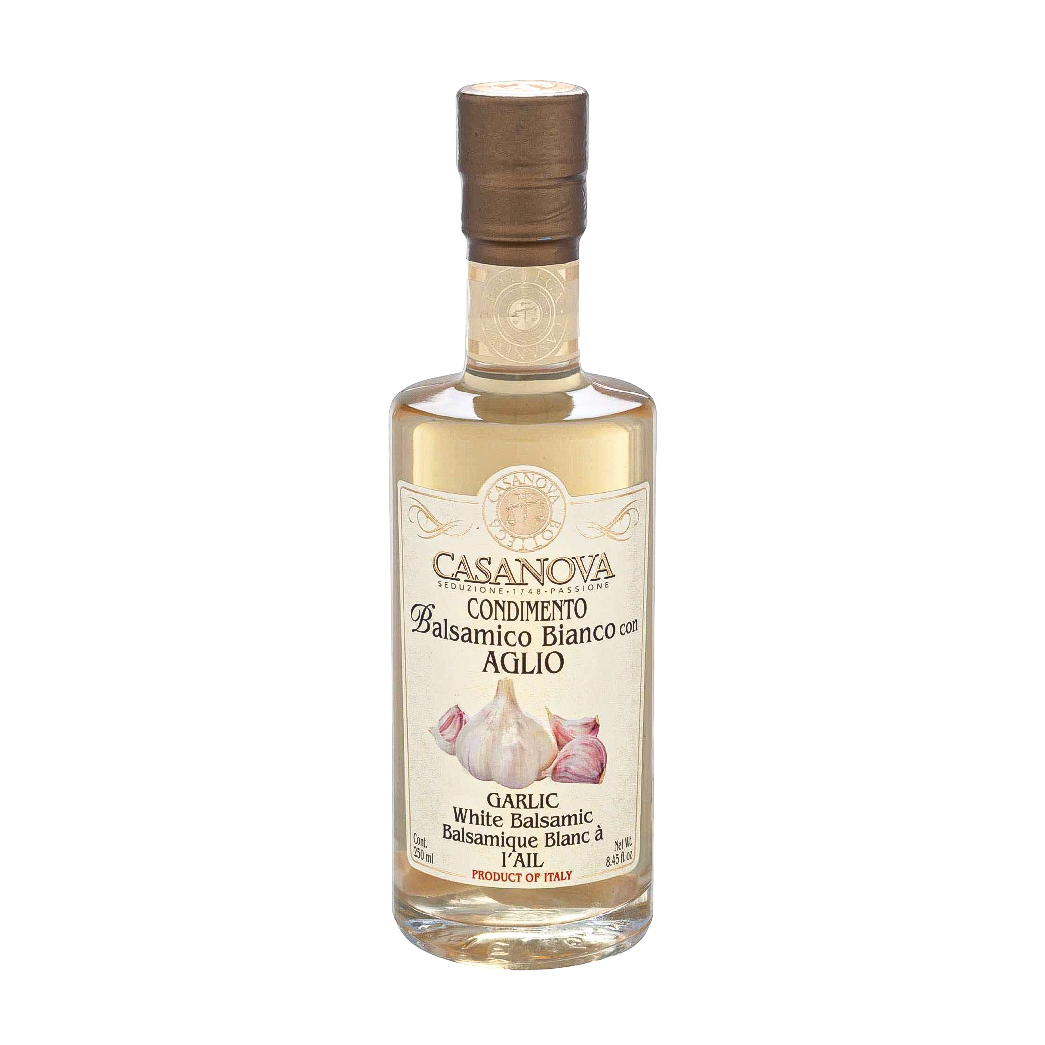 White Balsamic Vinegar 4 Year Old Infused with Garlic 250ml