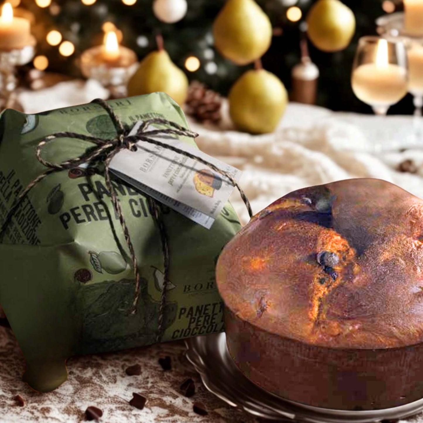 Borsari Hand Wrapped Pear and Chocolate Panettone 500g