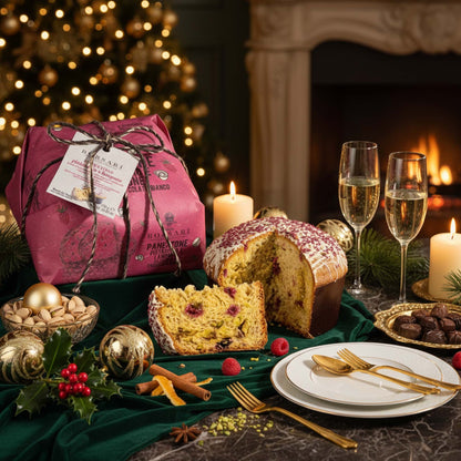 Borsari Hand wrapped panettone with Pistachio and Raspberries 750g