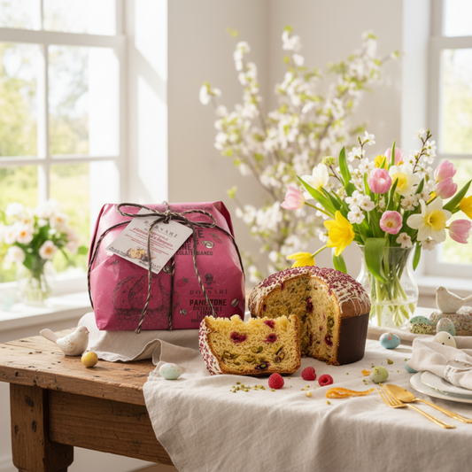 Borsari Hand wrapped panettone with Pistachio and Raspberries 750g
