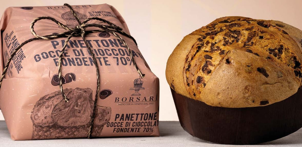 70% Dark Chocolate Chip 1kg Hand Wrapped Panettone