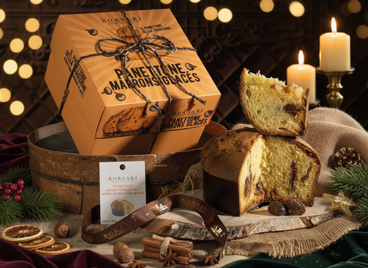 Boxed Panettone with Candied Chestnut  Cubes & Chestnut Cream 750g