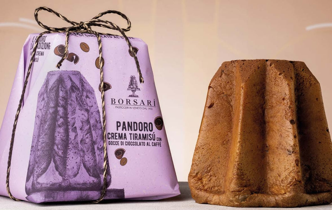 Tiramisu Cream with Coffee Flavoured Chocolate Chip Pandoro Cake 850g Hand wrapped