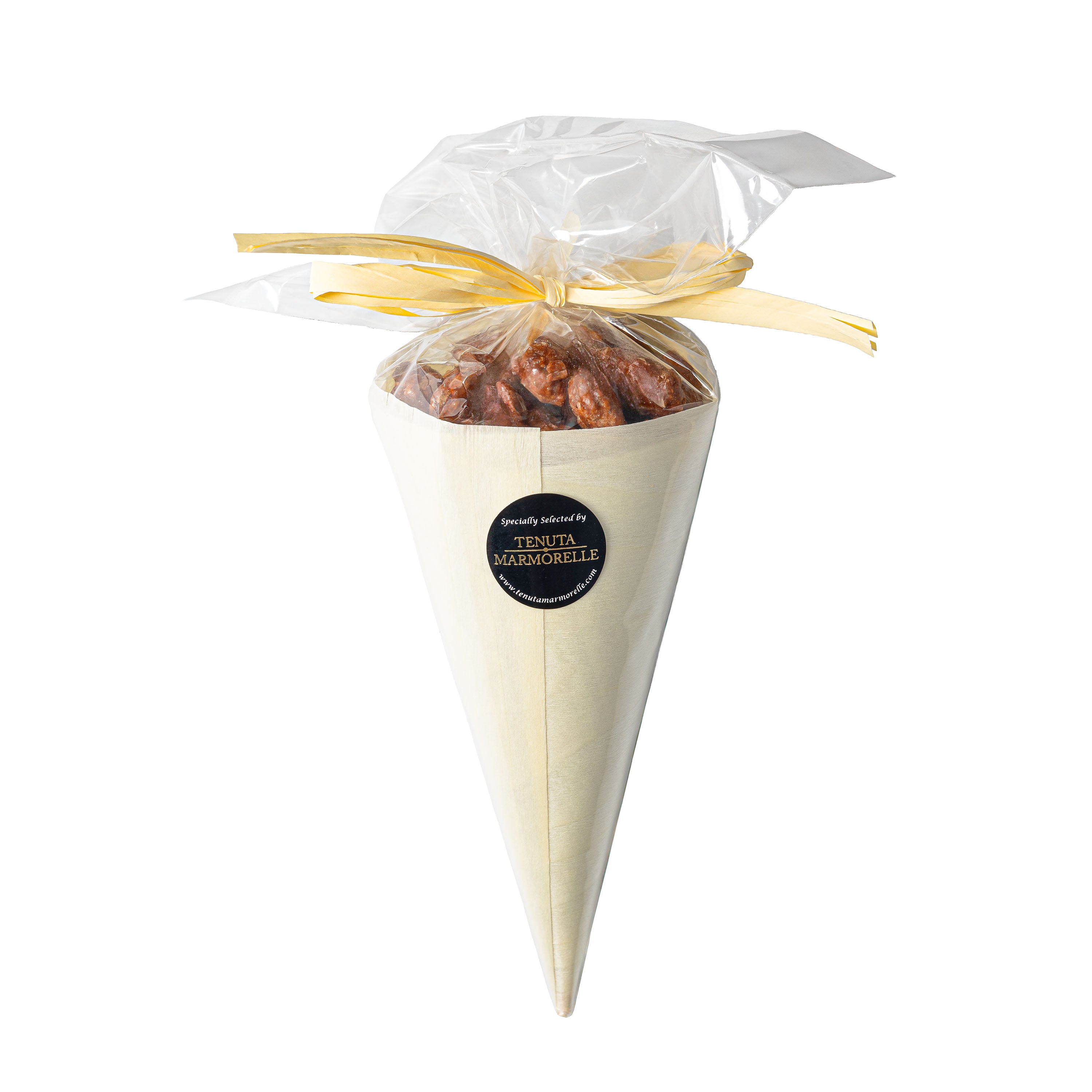 Caramelised Almond Nuts in a Fine Pinewood Cone 125g