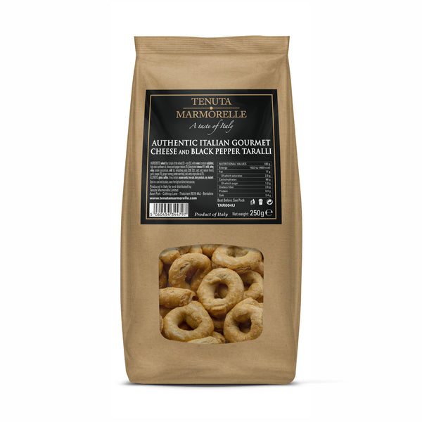 Authentic Italian Gourmet Cheese & Pepper Taralli 250g