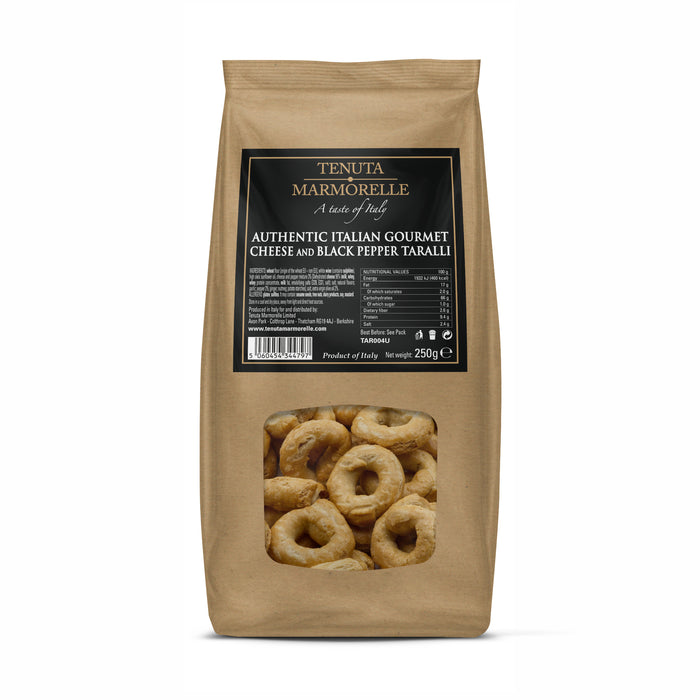 Authentic Italian Gourmet Cheese & Pepper Taralli 250g