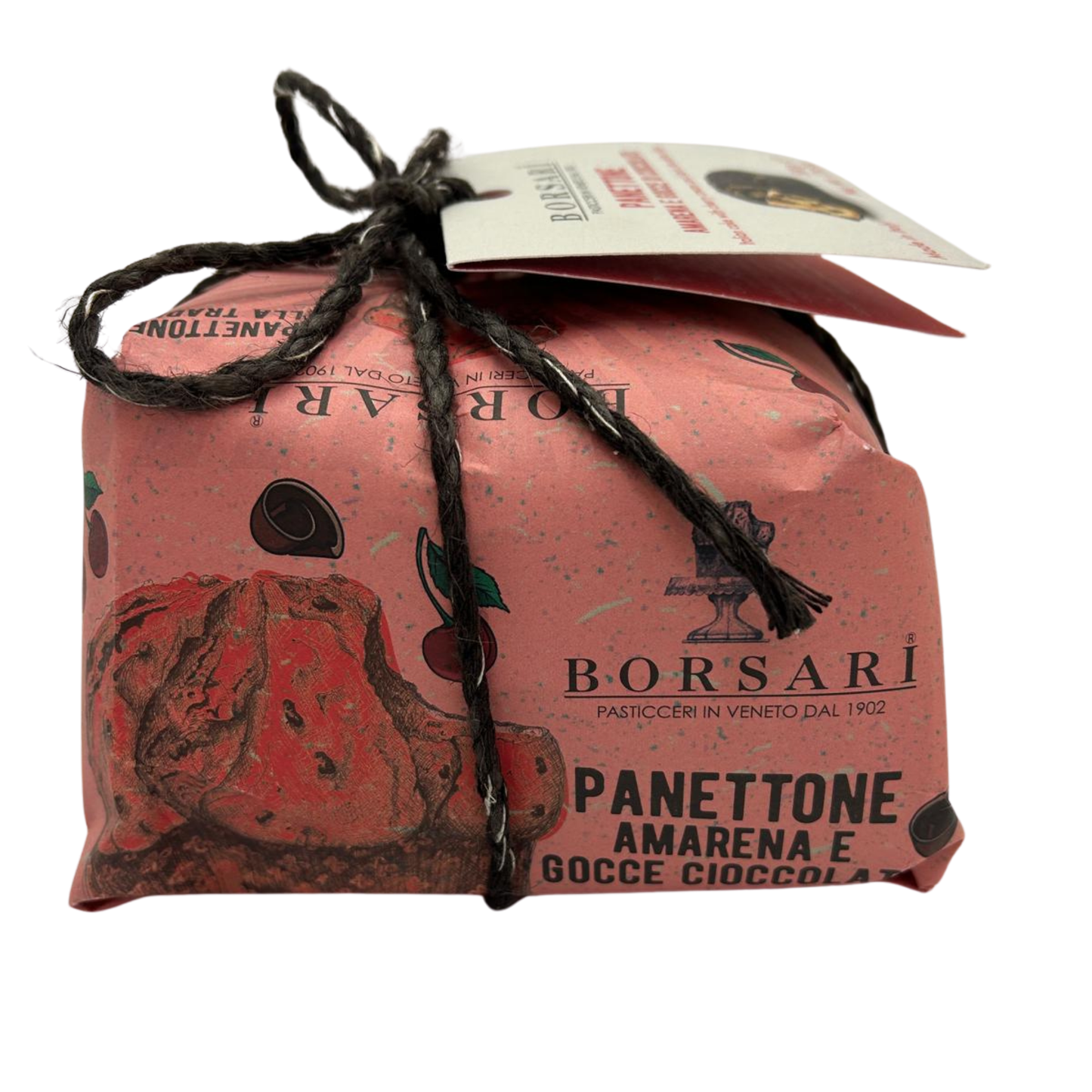 Borsari Hand Wrapped Cherry and Chocolate Chip Panettone 500g