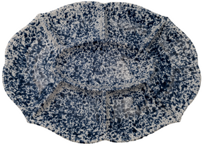Blue Speckled Multi Compartmental Antipasti Dish 35 x 45 cm