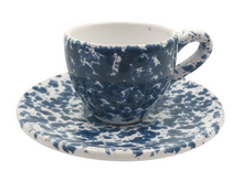 Load image into Gallery viewer, Blue Speckled Espresso Cup and Saucer