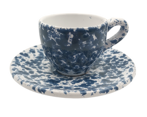 Blue Speckled Espresso Cup and Saucer