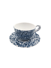 Load image into Gallery viewer, Blue Speckled Tea Cup and Saucer