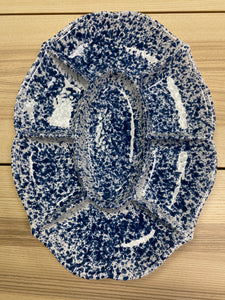 Blue Speckled Multi Compartmental Antipasti Dish 35 x 45 cm