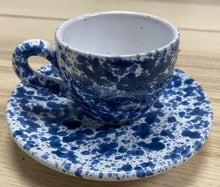 Load image into Gallery viewer, Blue Speckled Espresso Cup and Saucer