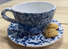 Load image into Gallery viewer, Blue Speckled Tea Cup and Saucer