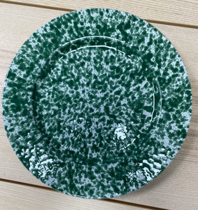 Green Speckled Medium Flat Plate 29cm