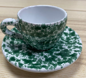 Green Speckled Espresso Cup and Saucer