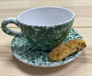 Green Speckled Tea Cup and Saucer