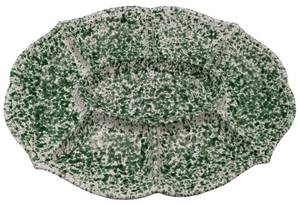Green Speckled Multi Compartmental Antipasti Dish 35 x 45 cm