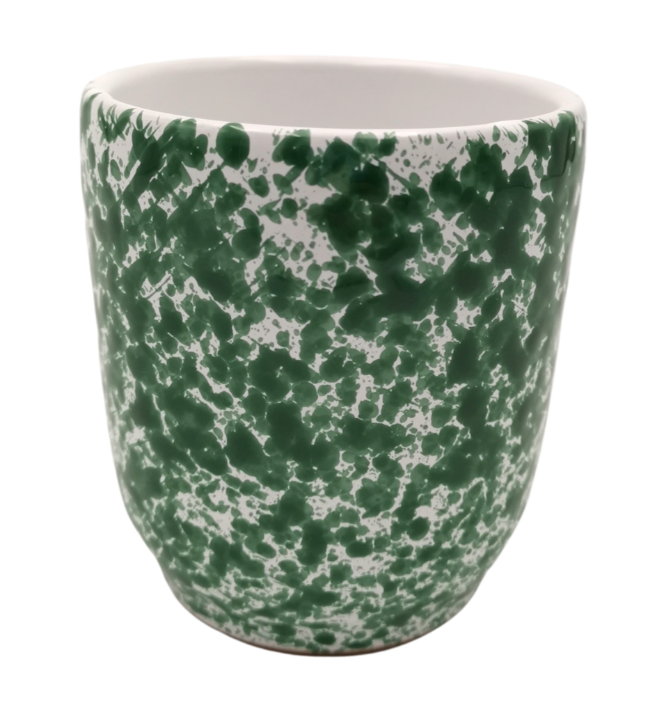 Green Speckled Cup 9cm high 8cm Diameter
