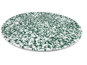 Green Speckled Flat Plate 32cm in Diameter