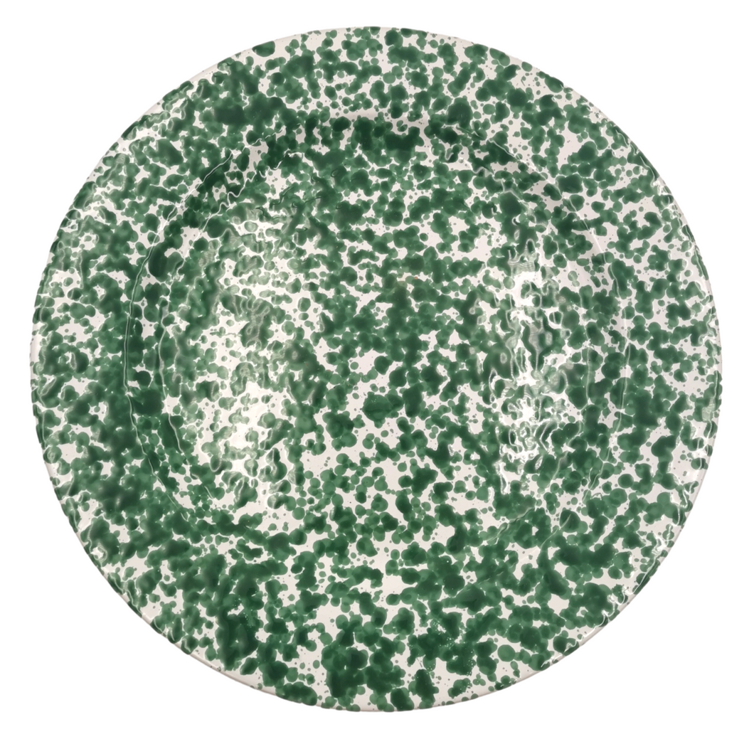 Green Speckled Flat Round Plate 24cm