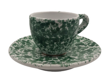 Load image into Gallery viewer, Green Speckled Espresso Cup and Saucer