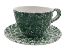 Load image into Gallery viewer, Green Speckled Tea Cup and Saucer