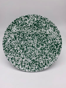 Green Speckled Flat Plate 32cm in Diameter