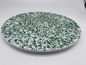 Green Speckled Flat Plate 32cm in Diameter
