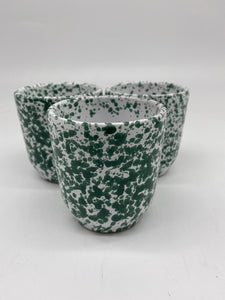Green Speckled Cup 9cm high 8cm Diameter