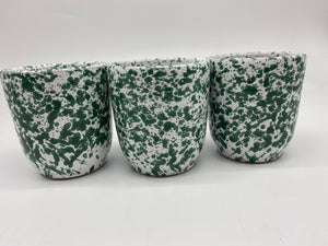 Green Speckled Cup 9cm high 8cm Diameter