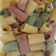 Load image into Gallery viewer, Tricolore Rigatoni Pasta Bronze Drawn 500g